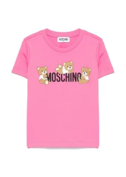 Moschino Kids T-Shirt Fucsia con Stampa Teddy per Bambine