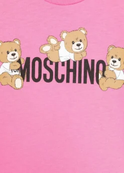 Moschino Kids T-Shirt Fucsia con Stampa Teddy per Bambine