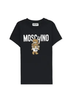 Moschino Kids T-shirt Nera con Stampa Teddy