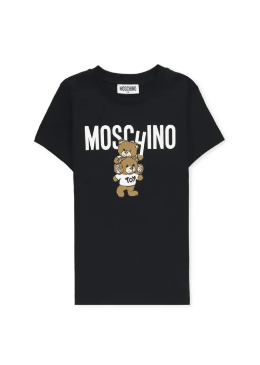 Moschino Kids T-shirt Nera con Stampa Teddy