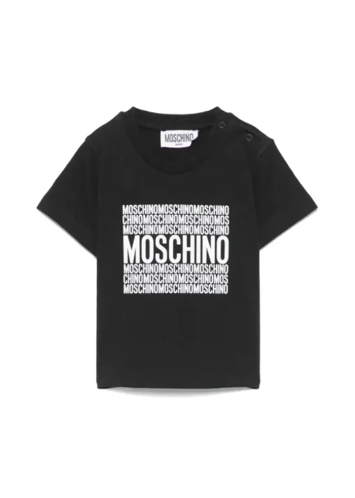 Moschino Kids T-shirt Nera con Logo per Neonati