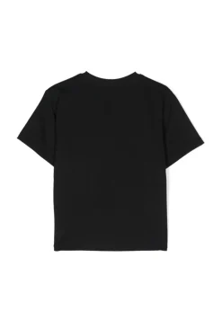 Moschino Kids T-shirt Nera con Stampa Codice a Barra per Bambini