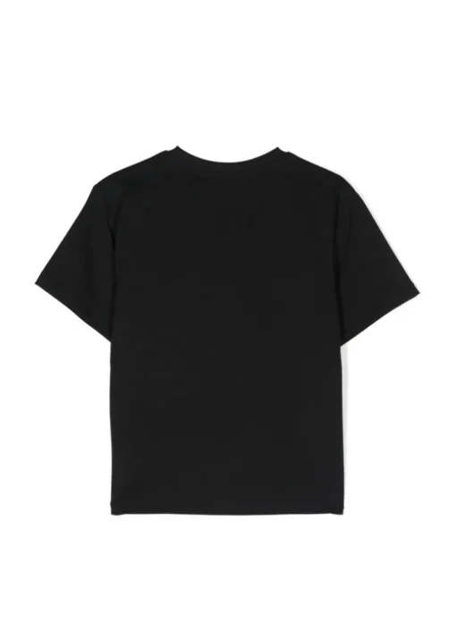 Moschino Kids T-shirt Nera con Stampa Codice a Barra per Bambini