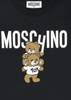 Moschino Kids T-shirt Nera con Stampa Teddy
