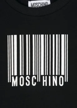 Moschino Kids T-shirt Nera con Stampa Codice a Barra per Bambini