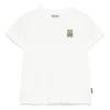 Moschino Kids T-Shirt Panna con Ricamo Teddy per Bambini