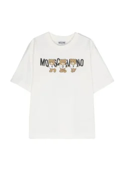 Moschino Kids T-Shirt Panna con Teddy Bear per Bambini