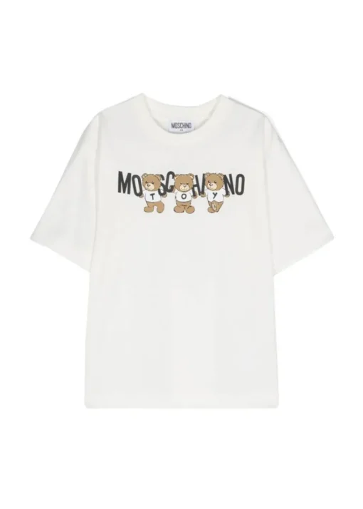 Moschino Kids T-Shirt Panna con Teddy Bear per Bambini