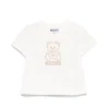 Moschino Kids T-shirt Panna con Ricamo Teddy per Neonati