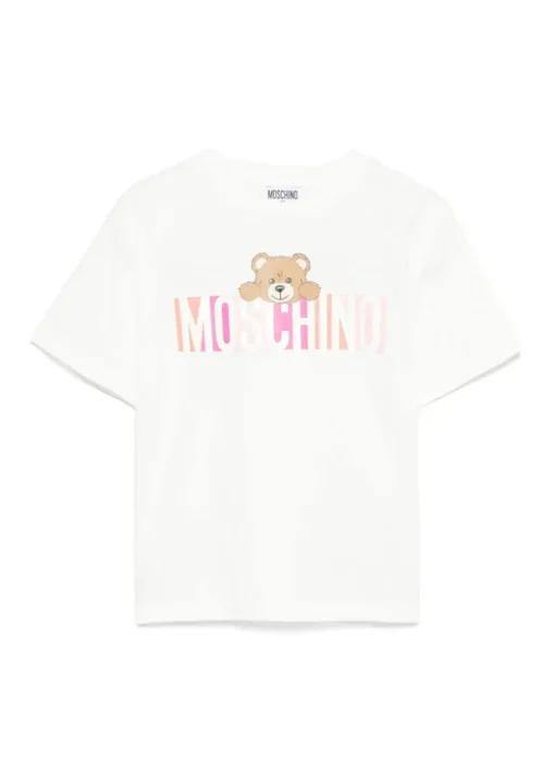 Moschino Kids T-shirt Panna con Stampa Colorful per Bambine
