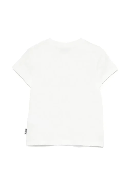 Moschino Kids T-Shirt Panna con Ricamo Teddy per Bambini