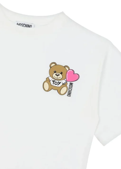 Moschino Kids T-shirt Panna con Stampa Teddy per Bambine