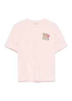 Moschino Kids T-shirt Rosa con Stampa Teddy per Bambine