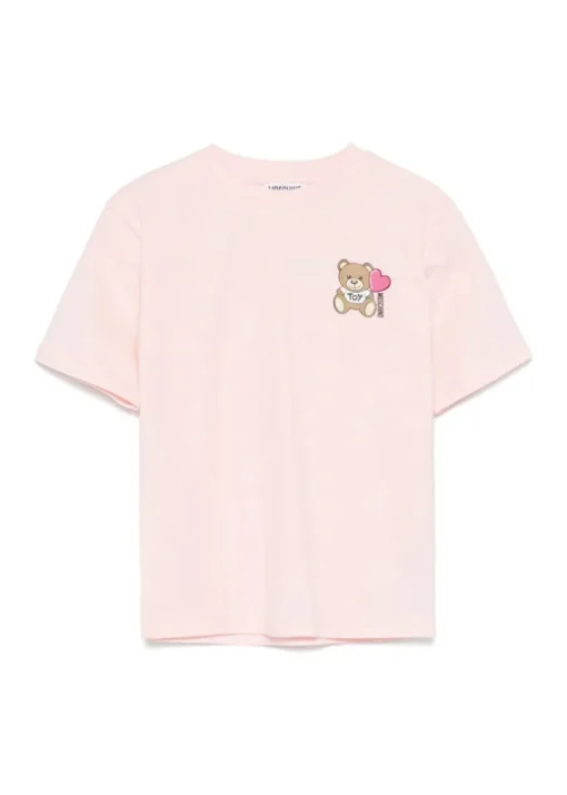 Moschino Kids T-shirt Rosa con Stampa Teddy per Bambine