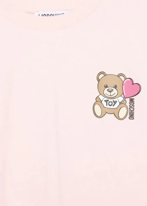 Moschino Kids T-shirt Rosa con Stampa Teddy per Bambine