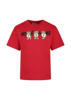 Moschino Kids T-Shirt Rosso con Teddy Bear per Bambini