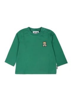 Moschino Kids T-shirt Verde Maniche Lunghe per Neonati