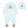 Moschino Kids Tutina Celeste con Cappello per Neonati