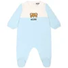 Moschino Kids Tutina Celeste con Stampa per Neonati