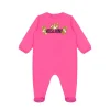 Moschino Kids Tutina Fucsia con Stampa Teddy per Neonate