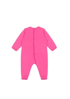 Moschino Kids Tutina Fucsia con Stampa Teddy per Neonate