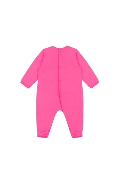 Moschino Kids Tutina Fucsia con Stampa Teddy per Neonate