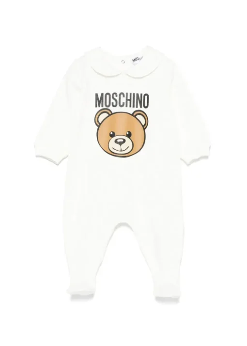 Moschino Kids Tutina Panna con Logo Teddy Bear per Neonati