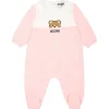 Moschino Kids Tutina Rosa con Stampa per Neonate