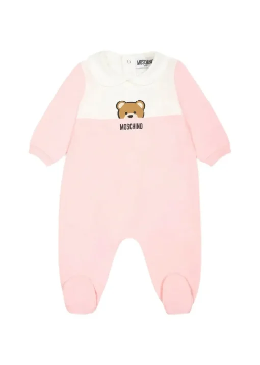 Moschino Kids Tutina Rosa con Stampa per Neonate