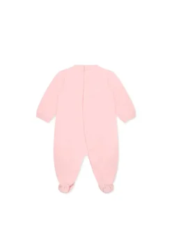 Moschino Kids Tutina Rosa con Stampa Teddy per Neonate