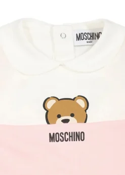 Moschino Kids Tutina Rosa con Stampa per Neonate