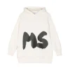 MSGM Kids Abito Crema con Cappuccio con Logo per Bambine