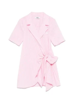 MSGM Kids Abito Rosa a Righe per Bambine