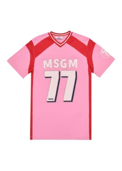 MSGM Kids Abito Rosa/Rosso con Stampa per Bambine