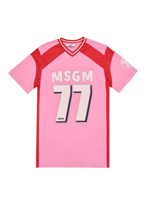 MSGM Kids Abito Rosa/Rosso con Stampa per Bambine