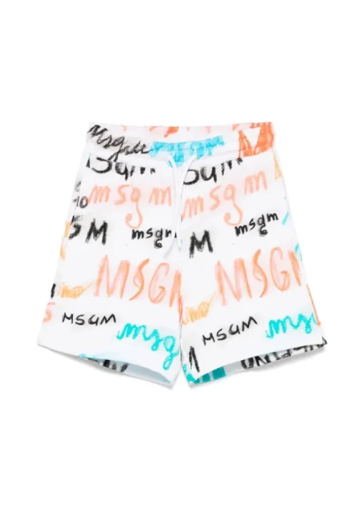MSGM Kids Bermuda Bianco con Stampa All Over per Bambini