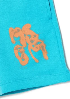 MSGM Kids Bermuda Turchese con Logo per Bambini