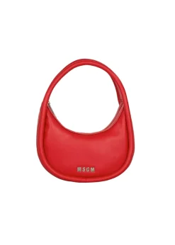 MSGM Kids Borsa a Spalla Rossa con Tracolla e Logo per Bambine