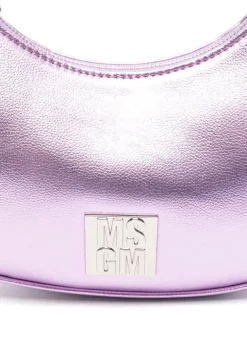 MSGM Kids Borsa a Spalla Rosa Effetto Metallizzato per Bambine