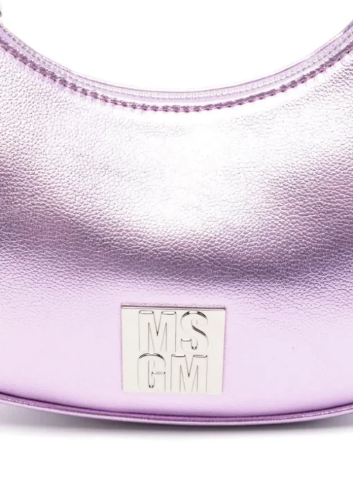 MSGM Kids Borsa a Spalla Rosa Effetto Metallizzato per Bambine