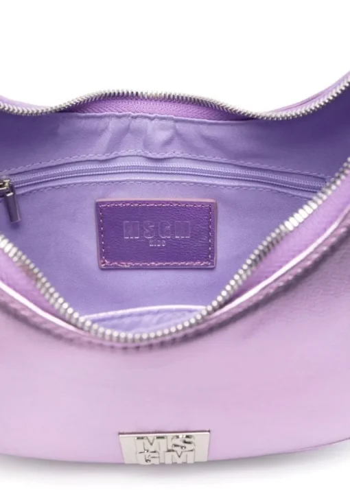 MSGM Kids Borsa a Spalla Rosa Effetto Metallizzato per Bambine