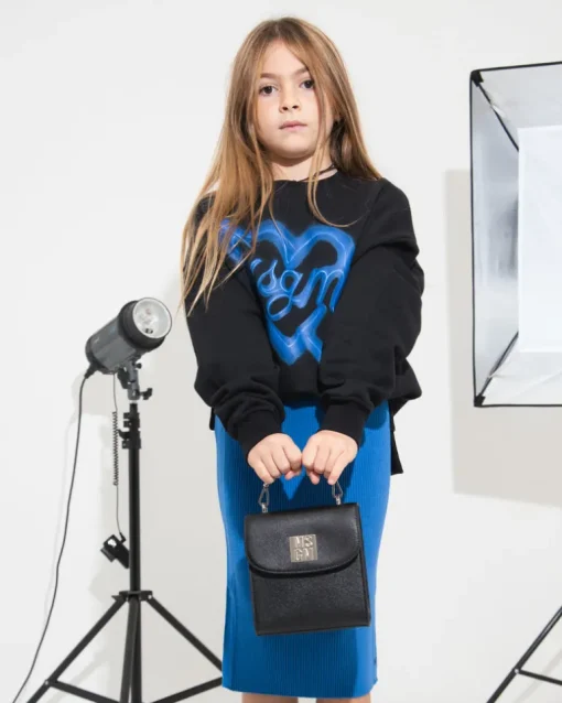 MSGM Kids Borsa a Tracolla Nera per Bambine