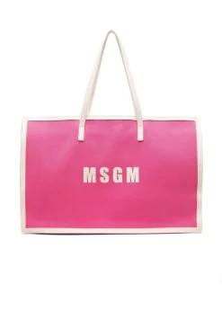 MSGM Kids Borsa Fucsia Tote Grande con Stampa