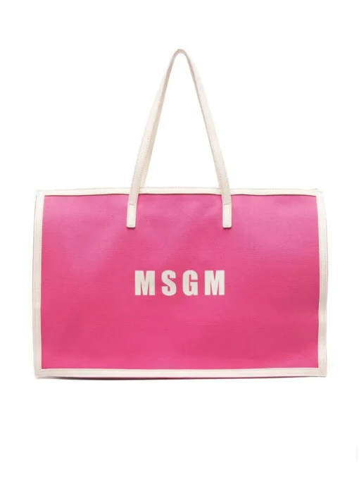 MSGM Kids Borsa Fucsia Tote Grande con Stampa