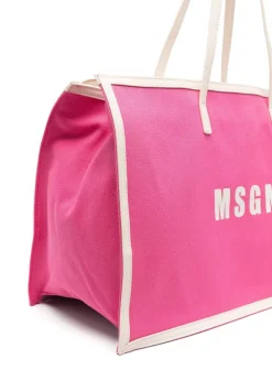 MSGM Kids Borsa Fucsia Tote Grande con Stampa