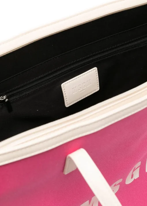 MSGM Kids Borsa Fucsia Tote Grande con Stampa
