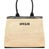 MSGM Kids Borsa Natural Tote con Logo per Bambine
