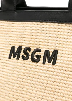 MSGM Kids Borsa Natural Tote con Logo per Bambine