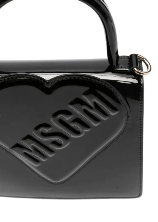 MSGM Kids Borsa Nera con Logo Groffato per Bambine