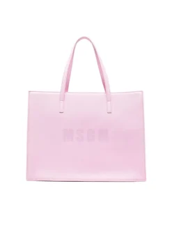 MSGM Kids Borsa Tote Rosa con Stampa per Bambine